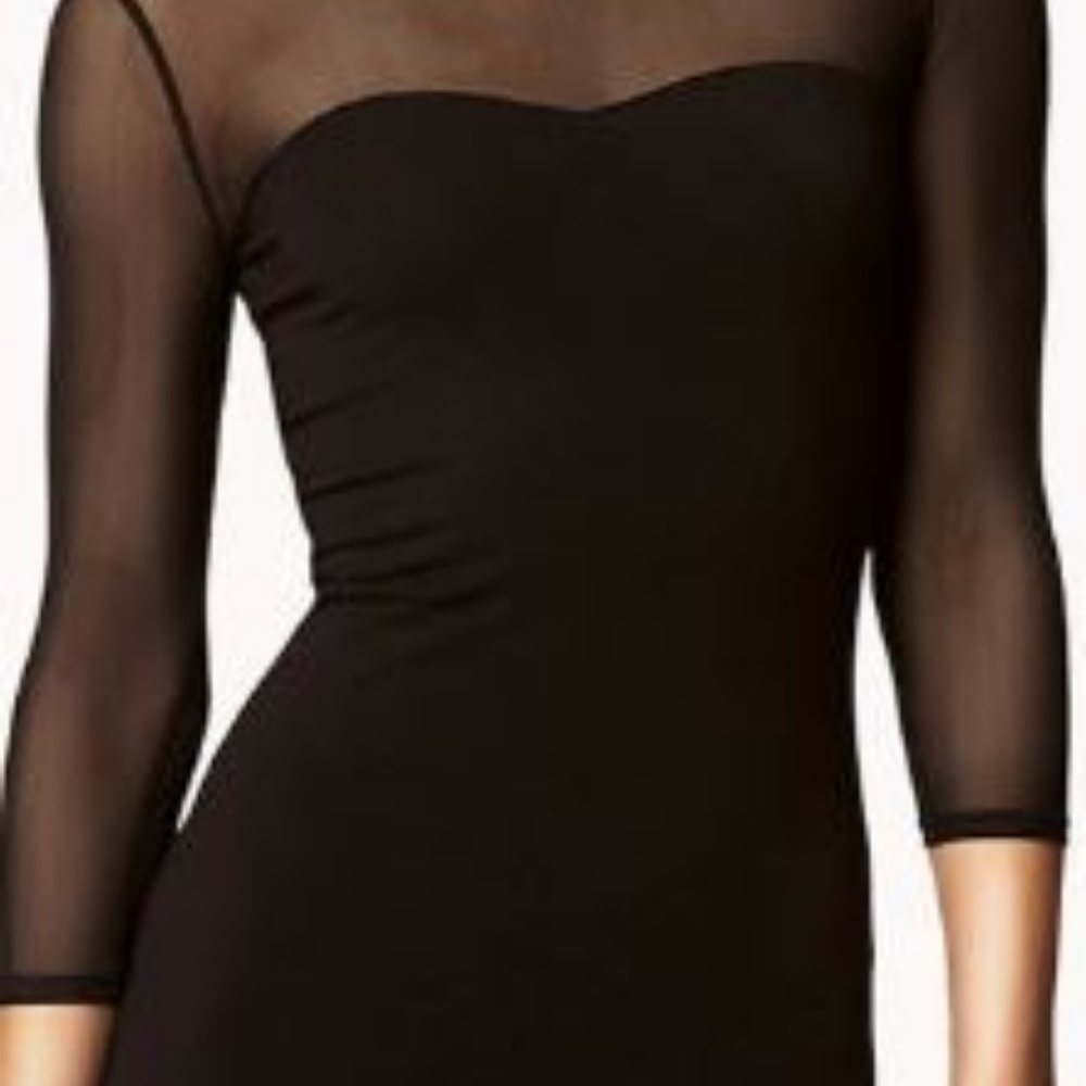 Black mesh paneled bodycon dress
